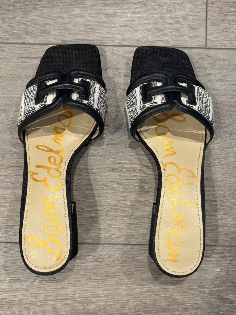 Sam Edelman Waylon Women's Black / Natural Knit Fabric Sandals Size 8
